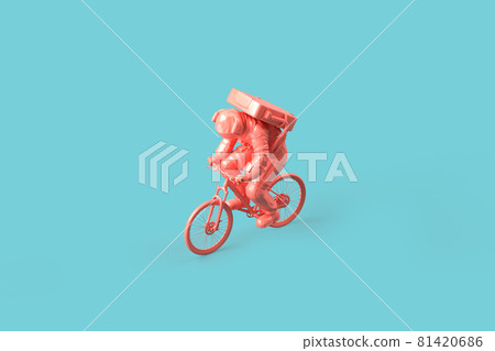 Astronaut riding bicycle. Exploration concept. 3D Rendering 81420686
