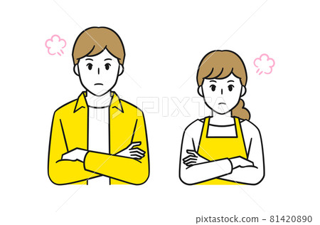 一對憤怒的夫婦雙臂交叉 一對憤怒的夫婦雙臂交叉 81420890