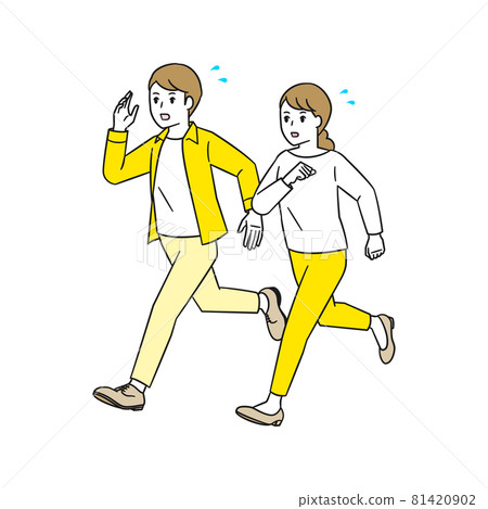 一對匆忙奔跑的情侶 一對匆忙奔跑的情侶 81420902