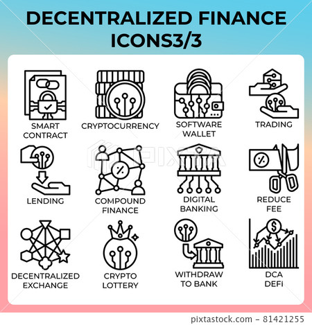 Decentralized finance (DeFi) icon set 81421255