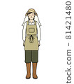 A woman doing farm work. looking at the camera. Vector illustration. 81421480