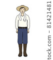 A man doing farm work. looking at the camera. Vector illustration. 81421481