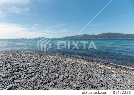 Beautiful black stone beach or Koh Hin Ngam in tropical sea at Lipe island 81422228