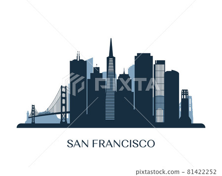 San Francisco skyline, monochrome silhouette.  San Francisco skyline, monochrome silhouette.  81422252