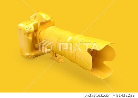 Modern nonexistent professional DSLR camera. 3D Rendering Modern nonexistent professional DSLR camera. 3D Rendering 81422282
