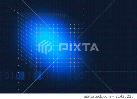 3D dot cube on binary code background concept series 3D dot cube on binary code background concept series 81423223