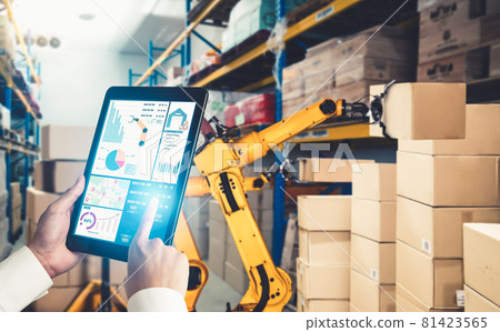 Smart robot arm systems for innovative warehouse and factory digital technology Smart robot arm systems for innovative warehouse and factory digital technology 81423565