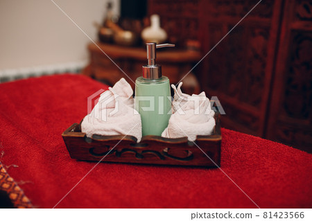 Stuff accessories for thai massage procedure at beauty spa 81423566