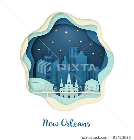 Paper art of New Orlean. Origami concept.  81423626