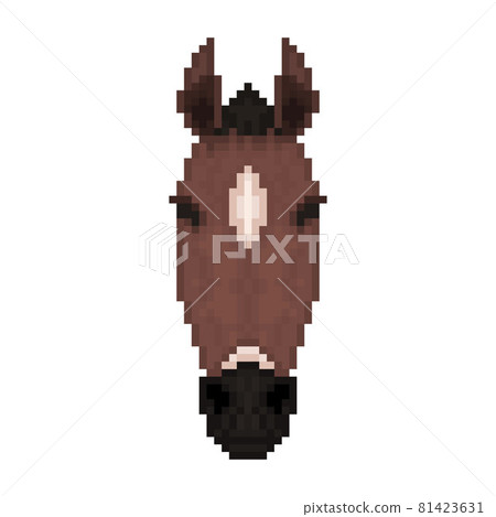 Horse head in pixel art style.  81423631