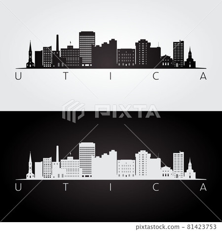 Utica USA skyline and landmarks silhouette Utica USA skyline and landmarks silhouette 81423753