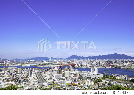 View from Mt. Takato Beautiful Wakato Ohashi Bridge (Kitakyushu City, Fukuoka Prefecture) 81424384