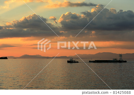 Omuta City, Ariake Sea, dusk, Omuta City, Ariake Sea, dusk, 81425088