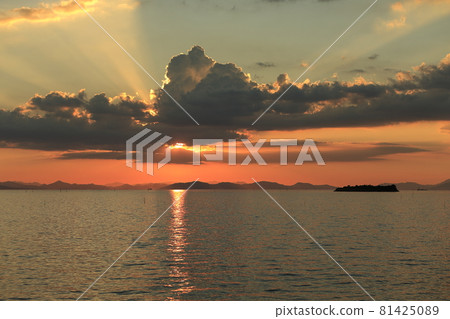 Omuta City, Ariake Sea, dusk, Omuta City, Ariake Sea, dusk, 81425089
