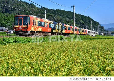 Railway Train Sanin Main Line Kyoto Exit Sagano Line Forest Kyoto Kyoto Inaho Rice Field Rural 223 Series 81426151