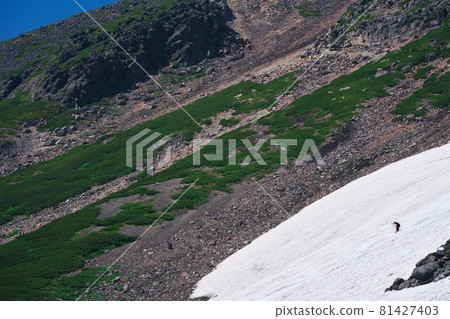 Summer skiing on the clouds on the upper left side of Norikura Taisetsukei 81427403