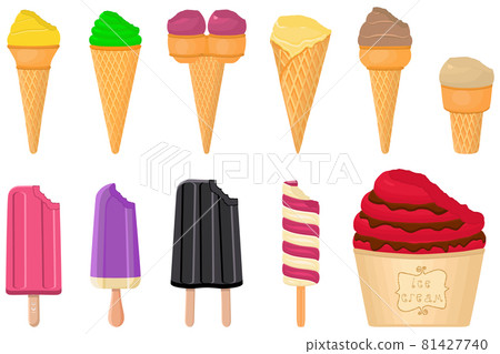 big kit ice cream popsicle different types in cone waffle cup 81427740