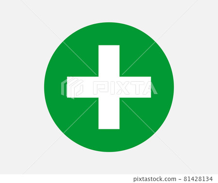 Green plus sign. Vector icon. Cross symbol of safety guidance. Green plus sign. Vector icon. Cross symbol of safety guidance. 81428134
