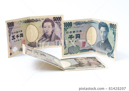 紙幣，破紙幣，錢，現金，錢，日元，日本紙幣，鈔票，鈔票，折，折，現金 81428207