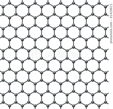 Graphene single layer. Three-dimensional schematic molecular structure of graphene, an allotrope of carbon. Carbon atoms arranged in a two-dimensional, flat honeycomb lattice, and in a hexagonal grid. Graphene single layer. Three-dimensional schematic molecular structure of graphene, an allotrope of carbon. Carbon atoms arranged in a two-dimensional, flat honeycomb lattice, and in a hexagonal grid. 81428611