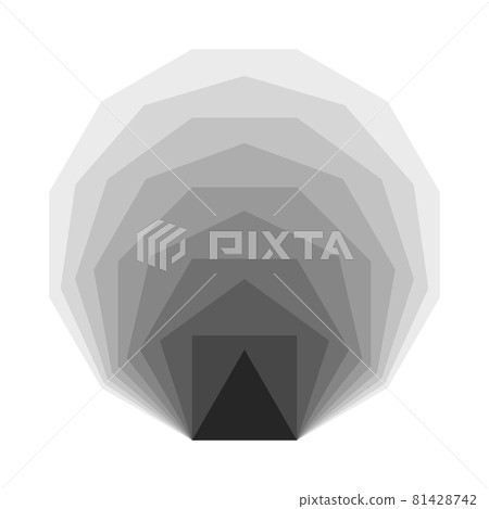 Convex regular polygons, placed inside each other. Equiangular and equilateral polygons with the same line segment length, from a triangle to a dodecagon, showing gray Mach bands, an optical illusion. Convex regular polygons, placed inside each other. Equiangular and equilateral polygons with the same line segment length, from a triangle to a dodecagon, showing gray Mach bands, an optical illusion. 81428742
