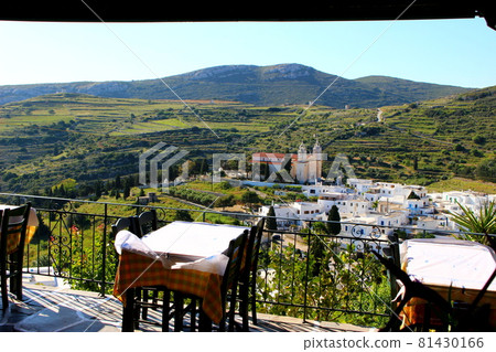 Cityscape seen from a hill, Paros Greece 81430166