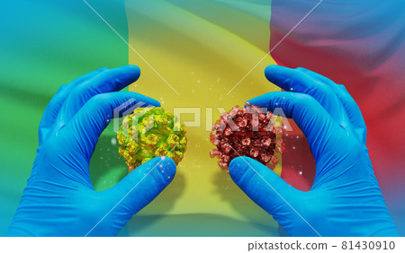 Medical virus molecular concept with flag of Mali. 3D illustration. 81430910