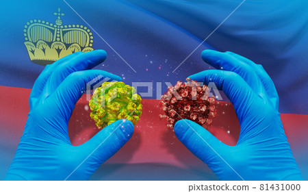 Medical virus molecular concept with flag of Liechtenstein. 3D illustration. 81431000