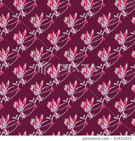 Seamless pattern Magnolias on bright background. Beautiful ornament with red flowers. 81432055