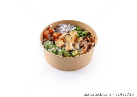 Poke with tofu isolated on white background. fast food healthy eating Poke with tofu isolated on white background. fast food healthy eating 81432720