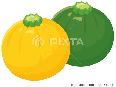 綠色和黃色圓形西葫蘆 81433281