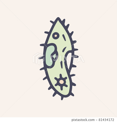 Paramecium caudatum color vector doodle icon... - Stock Illustration ...