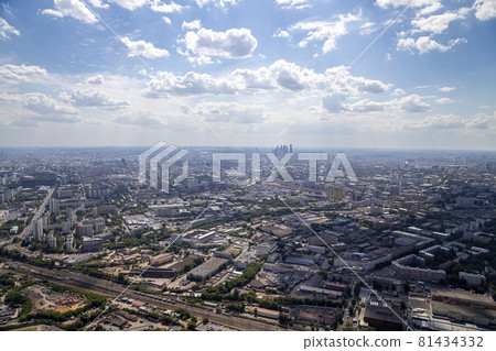 Spectacular aerial view (340 m) of Moscow, Russia. View from Ostankino television tower 81434332