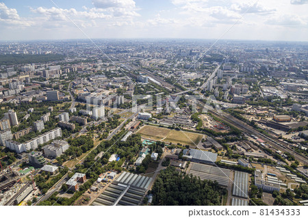 Spectacular aerial view (340 m) of Moscow, Russia. View from Ostankino television tower 81434333