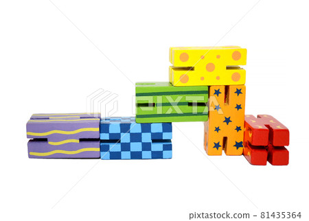 isolated toy colored rectangles on developing 81435364