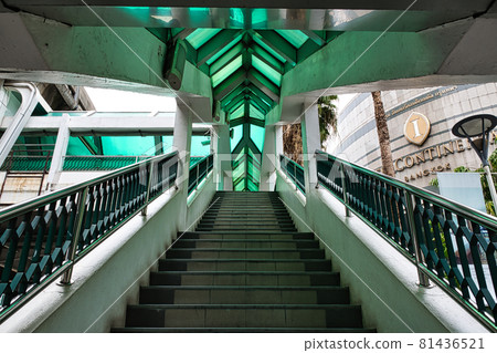 Empty BTS sky train station stairway with green top Empty BTS sky train station stairway with green top 81436521