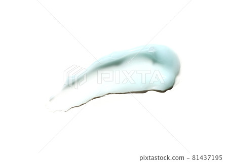 Liquid blue cream smear isolated on white background. Beauty cosmetic smudge such as hair conditioner, creamy lotion, facial retinol serum, mask balm, cleanser, shower gel or shampoo top view 81437195