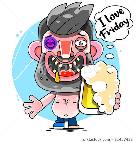 Happy businessman, illustration vector design.I love Friday-vector print Happy businessman, illustration vector design.I love Friday-vector print 81437432