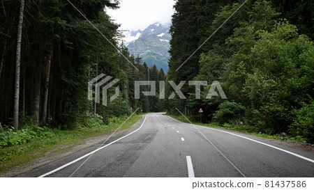 Empty road in mountain forest 81437586