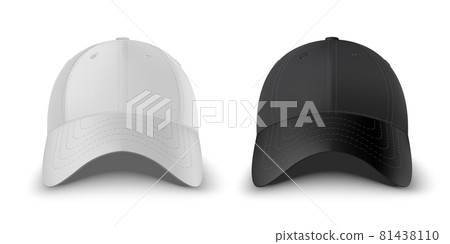 White and black baseball cap front view realistic vector template. White and black baseball cap front view realistic vector template. 81438110