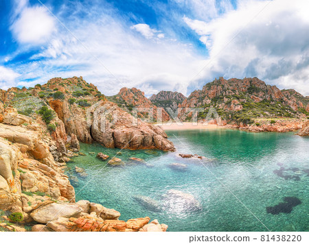 Captivating view of Li Cossi beach on Costa Paradiso resort. Captivating view of Li Cossi beach on Costa Paradiso resort. 81438220