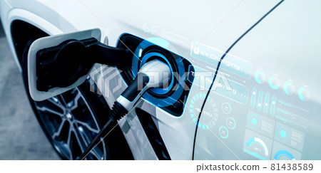 EV charging station for electric car in concept of alternative green energy 81438589