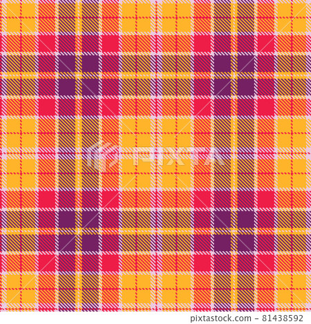 Checkered plaid vector illustration. Tartan Cloth Pattern. Seamless background of Scottish style great for wallpapers, textiles, decorations, wrappings. The lilac, violet, orange, and pink colors. Checkered plaid vector illustration. Tartan Cloth Pattern. Seamless background of Scottish style great for wallpapers, textiles, decorations, wrappings. The lilac, violet, orange, and pink colors. 81438592
