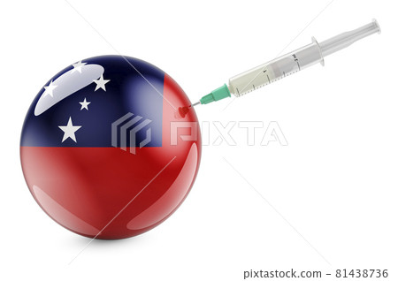 Syringe with Samoan flag. Vaccination in Samoa concept, 3D rendering Syringe with Samoan flag. Vaccination in Samoa concept, 3D rendering 81438736