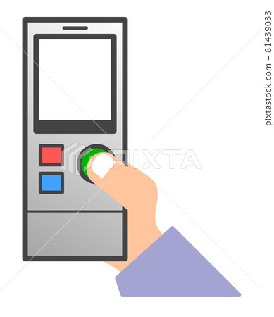 Illustration of operating the remote control of the air conditioner with your fingertips 81439033