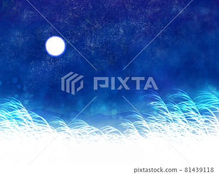 Japanese pampas grass and full moon (autumn) 81439118