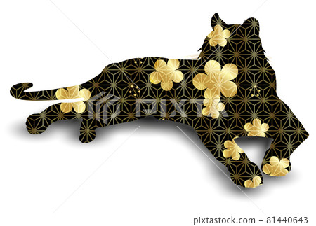 老虎新年卡日本圖案圖標 81440643