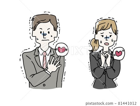 非常緊張的商人的男人和女人的插圖集 81441012