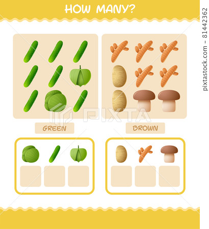 How many cartoon vegetables. Counting game. Educational game for pre shool years kids and toddlers 81442362