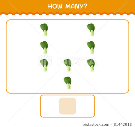 How many cartoon bok choy. Counting game. Educational game for pre shool years kids and toddlers How many cartoon bok choy. Counting game. Educational game for pre shool years kids and toddlers 81442918